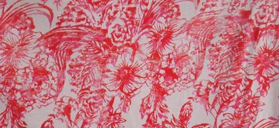 Marc Cain: Baumwolljersey "Blumen" rosa-rot, 135 cm br, Meterware, Preis pro 0,5 lfdm