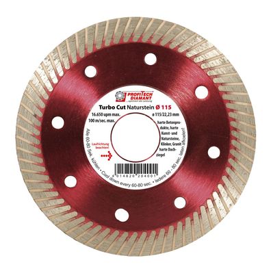 Diamanttrennscheibe D 115 x 22,2 Turbo Cut Naturstein