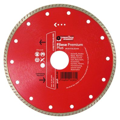 Diamanttrennscheibe D 115 x 22,2 TS Fliese Turbo Premium Plus
