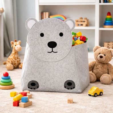 Kids Spielzeugaufbewahrungsbox Aufbewahrungsbox Spielzeugkiste Filz Bär H73cm