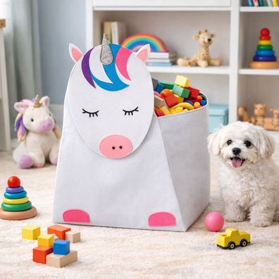 Ki Spielzeugaufbewahrungsbox Aufbewahrungsbox Spielzeugkiste Filz Einhorn H73cm