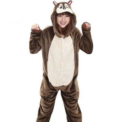 Streifenhornchen Onesie Erwachsene Tier Cosplay Pyjamas Plusch Flanell Kigurumi