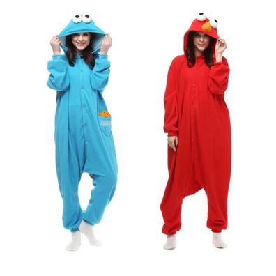 Elmo Cookie Monster Onesie Erwachsene Tier Cosplay Pyjamas Plusch Fleece Party