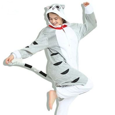 Kase Katze Onesie Erwachsene Tier Cosplay Pyjamas Plusch Flanell Geschenk