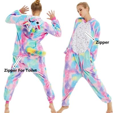Sterne Einhorn Onesie Erwachsene Tier Cosplay Pyjamas Plusch Flanell Halloween