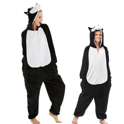 Schwarzer Husky Hund Kigurumi Onesie Erwachsene Tier Cosplay Pyjamas Plusch Flanell