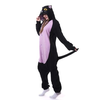 Lila Midnight Katze Kigurumi Onesie Erwachsene Tier Cosplay Pyjamas Plusch Halloween