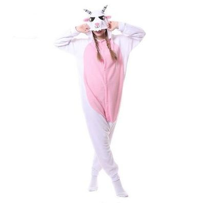 Rosa Ziege Schaf Kigurumi Onesie Erwachsene Tier Cosplay Pyjamas Plusch Weihnachten