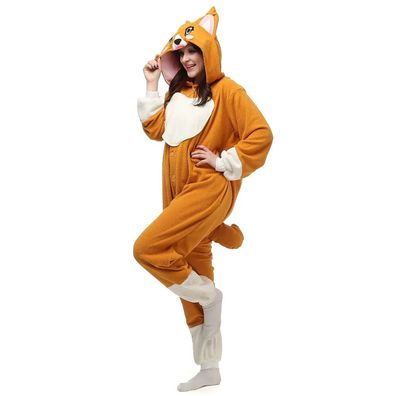 Corgi Hund Kigurumi Onesie Erwachsene Unisex Tier Cosplay Pyjamas Plusch Weihnachten