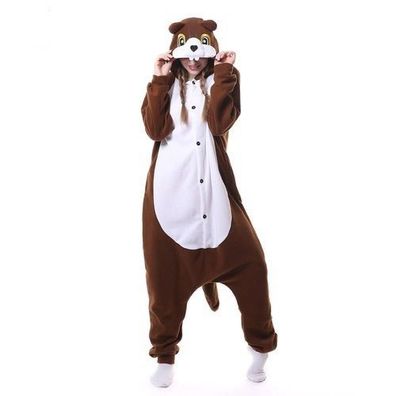 Eichhornchen Kigurumi Onesie Erwachsene Tier Cosplay Pyjamas Plusch Halloween Kapuze