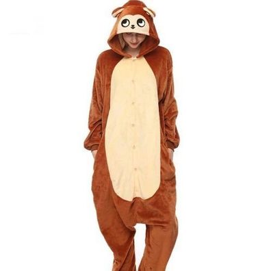 Brauner Affe Kigurumi Onesie Erwachsene Tier Cosplay Pyjamas Plusch Flanell