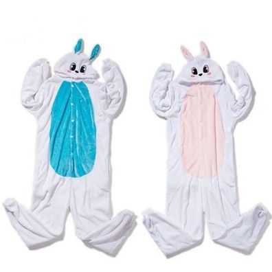 Rosa Blau Hase Kigurumi Onesie Erwachsene Tier Cosplay Pyjamas Plusch Halloween