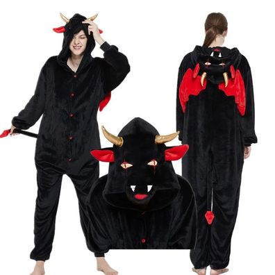 Teufel Kigurumi Onesie Erwachsene Tier Cosplay Pyjamas Plusch Winter Plus Size