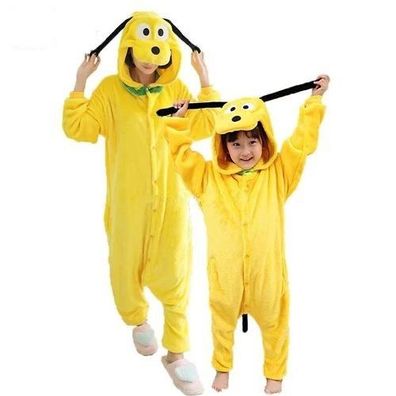 Gelber Hund Kigurumi Onesie Erwachsene Tier Cosplay Pyjamas Plusch Reibverschluss