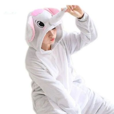 Grau Blau Elefant Kigurumi Onesie Erwachsene Tier Cosplay Pyjamas Plusch Halloween