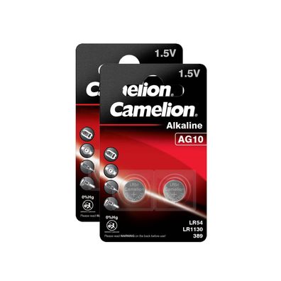 2x 2er Blister Camelion Knopfzellen Batterien AG10 Alkaline LR54 LR1130 389