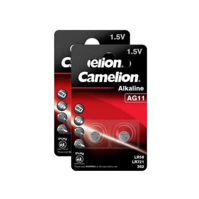 2x 2er Blister Camelion Knopfzellen Uhren Batterien AG11 Alkaline LR58 LR721 362