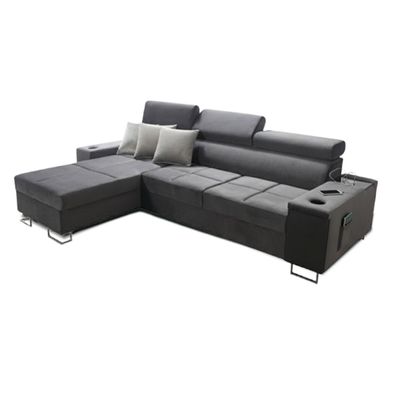 Best For Home Ecksofa ANITA I MINI Luxus Elegant mit Schlaffunktion und USB Steckdose