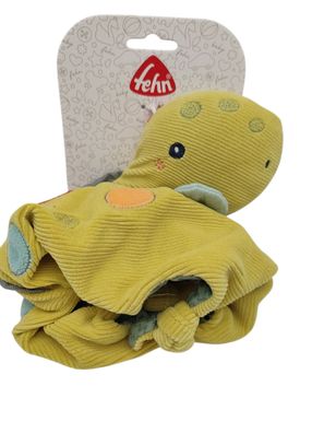Fehn Schmusetuch Dino für Babys Schnuffeltuch mit Rassel Quietsche Handpuppe