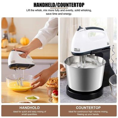 Handmixer Electric Handheld, 7-Speed Portable Kitchen Mixer with 5 Stainless Steel At