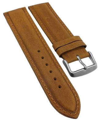 Minott > Uhrenarmband Leder honigbraun Vintage Look gepolstert