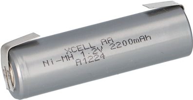 XCell Akku Mignon AA 2200 mAh 1,2V NiMh mit U Lötfahne Flattop Hochstrom