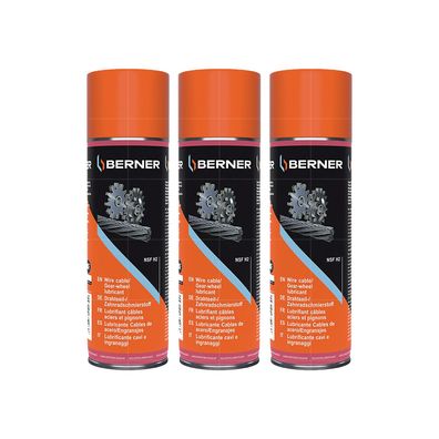 3x BERNER Drahtseil- UND Zahnradschmierstoff 0.5 LTR Trockenlaufschmierung