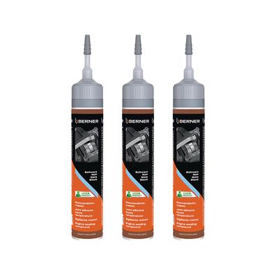 3x BERNER Motorendichtmasse 0.2 LTR Schwarz Abdichten Motorpflege Auspuff