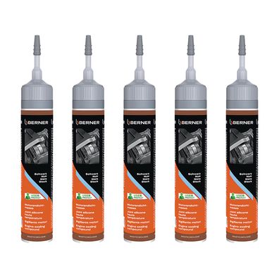 5x BERNER Motorendichtmasse 0.2 LTR Schwarz Abdichten Motorpflege Auspuff