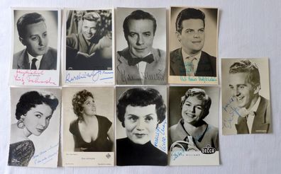 9 Foto Autogramm Karten Schauspieler Sänger Lollobrigida May Williams Arnoul Hass