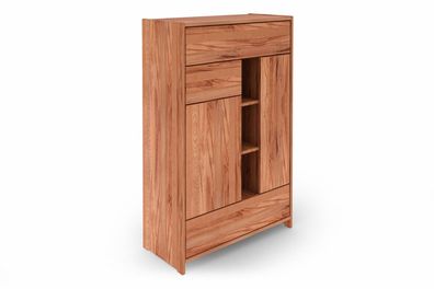 Kommode Zigo aus Kernbuche massiv 90x41x140 mit 3 Schubladen 2 Türen 3 Fächern
