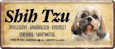 Blechschild 28 x 12 cm Hund Shih Tzu