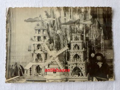 altes Foto Erzgebirge Weihnacht Pyramiden Windmühle Teddy