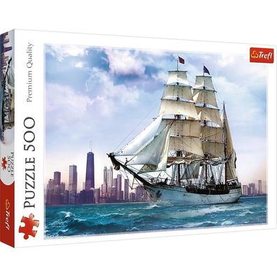 Trefl 37120 Puzzle 500 Teile - Segelboot vor der Kulisse Chicagos