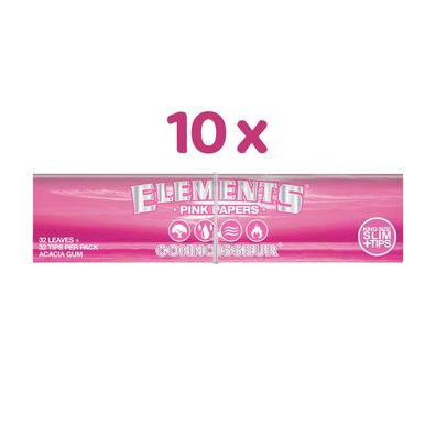 Elements Connoisseur King Size Slim 10x PINK 32 Papers + 32 Tips