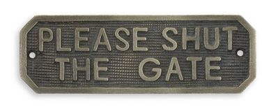 Schild „Bitte das Tor schließen“ Gusseisen Replikat Retro Design Dekoration
