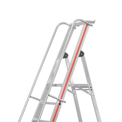 Hymer 8081 Plattformleiter mit Kipprollen und langem Handlauf