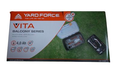 Yard Force VITA - Innovatives Gartenwerkzeug Set inkl. 4V/4Ah Akku |6-in1 Koffer