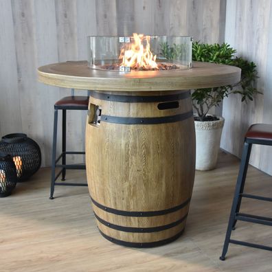 Elementi Feuertisch Tuscany Holzfass-Optik ø122xH110cm