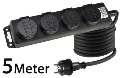 Gartensteckdosenleiste für Außen, 4-fach IP44, H07RN-F 3G1,5mm², Zuleitung 5m