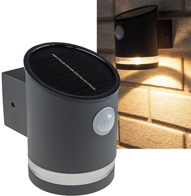 LED Solar Wandleuchte "SWL 119-A" PIR Bewegungsmelder, IP44, anthrazit