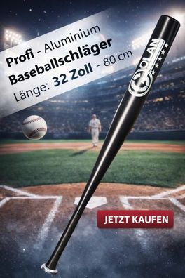 NEU 32 Zoll 81cm Profi Aluminium Baseballschläger Bat black für Sport Freizeit