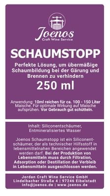 Schaumstopp 250ml Anti Schaumbildung zum Destillieren, inmaischen und bei der Gärung