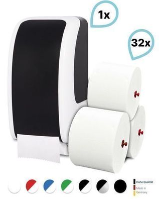 SET: 1x Toilettenpapierspender Doppelrollen Blanc Cosmos verschied. Farben + 32 Toile