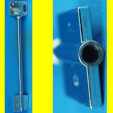 Doppelbartschlüssel System Kaba Mauer, Druckguss vernickelt, 164 mm lang