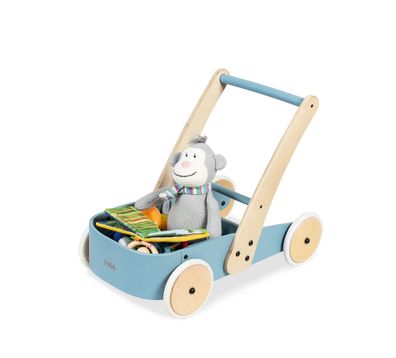 Pinolino Fiete Lauflernwagen mit Bremssystem - Lauflernhilfe aus Holz in Blau