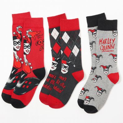 Harley Quinn Socken 3er-Pack Baumwollsocken mit Box Freizeit- und Alltagssocken 36-43