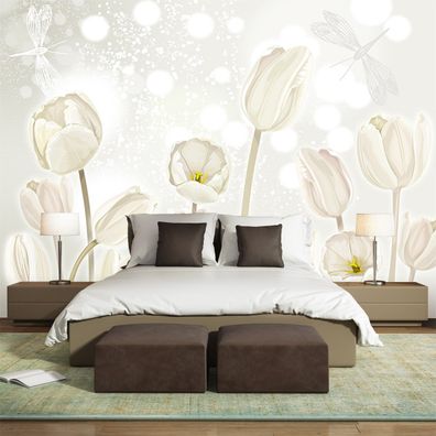 Vlies Fototapete Wandtapete Wandbilder Frische Tulpenblumen Stilvolle 2249