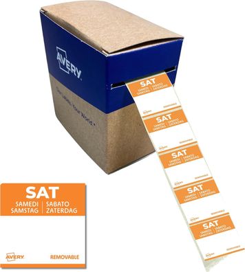 AVERY Zweckform ablösbare Lebensmittel-Tagesetiketten Samstag (orange 25 x 25 mm 1000