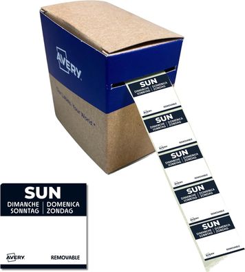 AVERY Zweckform ablösbare Lebensmittel-Tagesetiketten Sonntag (schwarz 25 x 25 mm 100